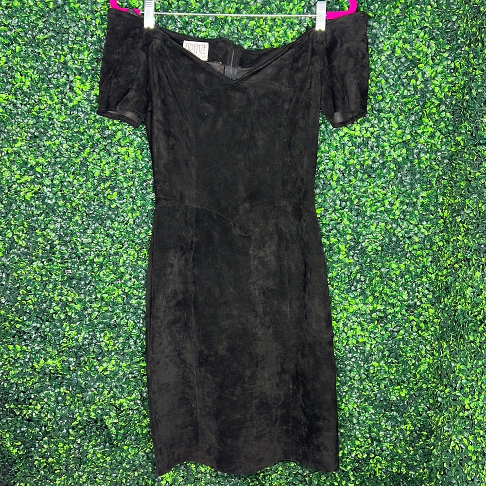 Vintage Firenze Sexy Suede leather dress off the shoulder size s
